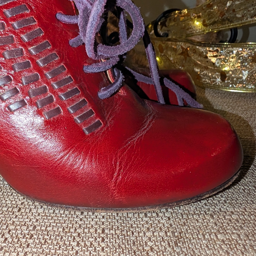 John Fleuvog Red Lace-Up Heels - Picture 9 of 16